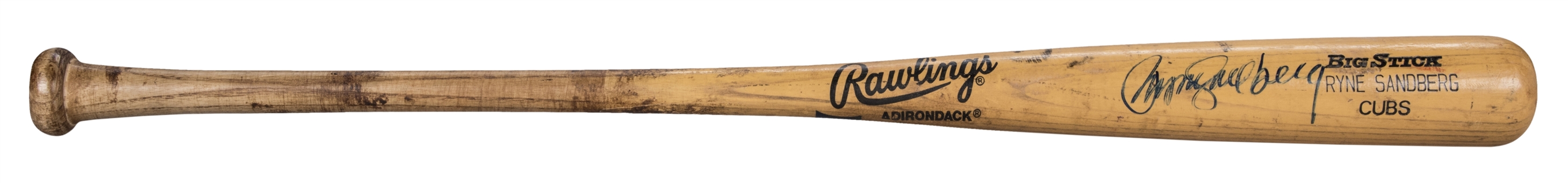1992 Ryne Sandberg Game Used and Signed Adrondack Rawlings 256B Model Bat (PSA/DNA GU 9.5)